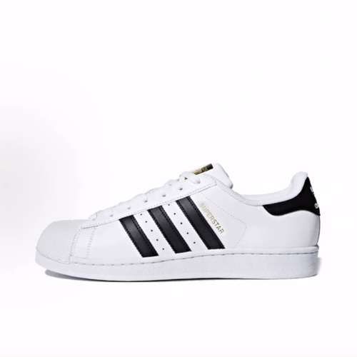 adidas originals SUPERSTAR 皮革低帮板鞋男女同款黑白