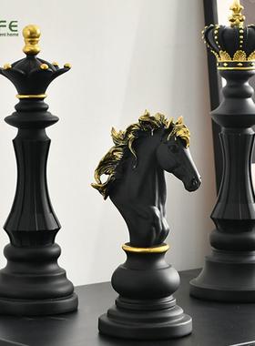 北欧国际象棋摆件装饰橱窗轻奢酒柜树脂工艺品西洋棋桌面摆设礼物