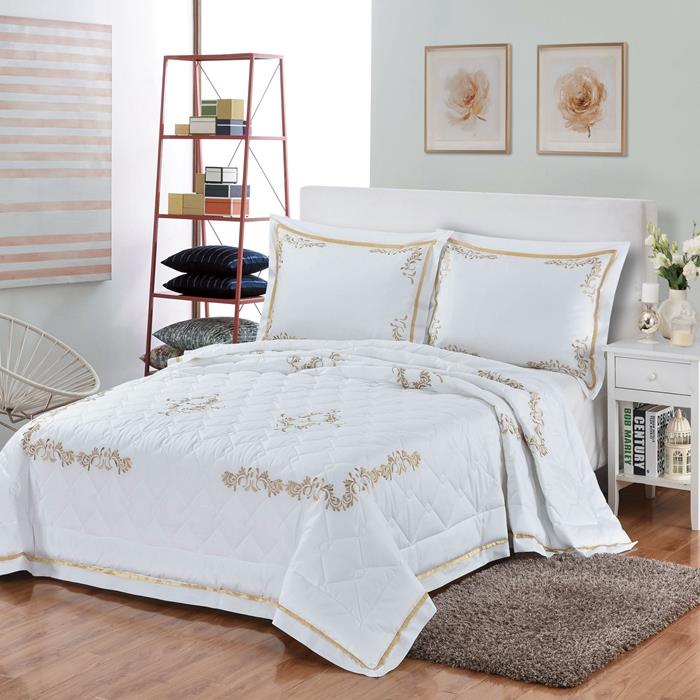 外贸特价纯棉全棉绣花夏凉被双人绗缝被床盖出口欧式空调被