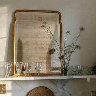 欧式壁炉装饰镜异形化妆镜法式覆古化妆室镜子浴室化妆镜挂墙定制