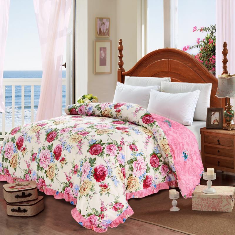 女生公主小清新粉色花边荷叶边全棉被套单件150x200被罩220x240
