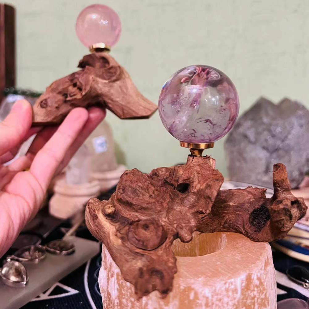 水晶球底座 风化木枯木 奇石随型底座 一物一图 简约家居摆件