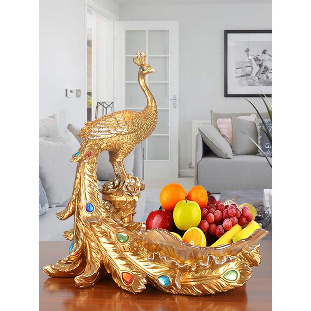 欧式创意孔雀水果盘客厅家用轻奢茶几干果糖果盘结婚乔迁新居果盘