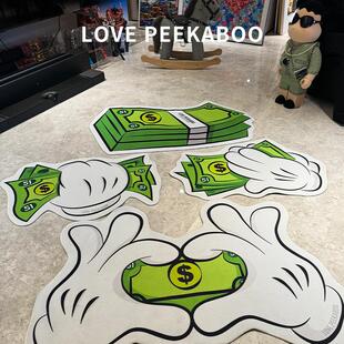 卧室床边毯茶几毯网红家用入户玄关短 地毯 暴富美金系列地毯