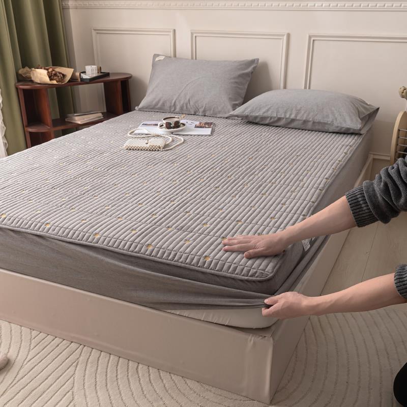 全棉水洗棉防水夹棉床笠单件纯棉加厚隔尿床罩席梦思床垫保护套