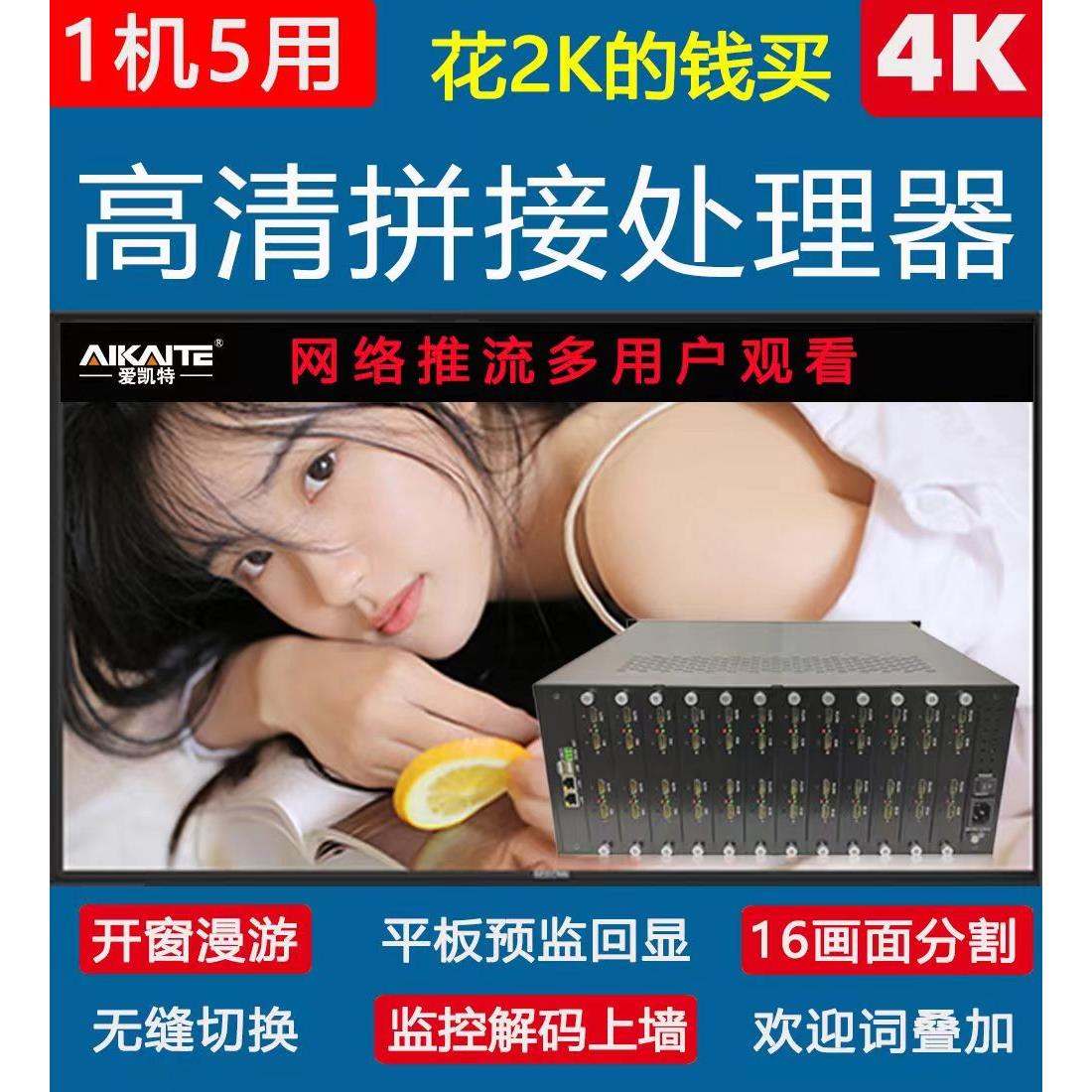 4K高清拼接处理器4进6出9/12路单屏16开窗大屏解码器hdmi混合矩阵