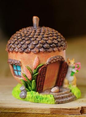 梦想成真橡果房子美好寓意生日礼物微景观花盆景造景桌面装饰摆件