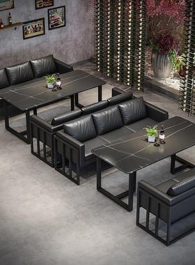 复古酒吧桌椅组合清吧工业风餐馆餐桌小酒馆休闲区咖啡厅卡座沙发