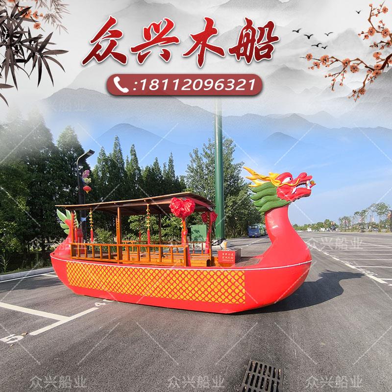 木船旱船景区电动旅游网红打卡仿古画舫陆地观光龙舟实木质玻璃钢