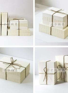 米白色书捆新中式样板间书房茶室博古架装饰线装麻绳仿真道具假书