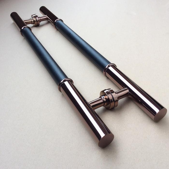 酒店包厢门豪华大门拉手 玻璃门实木门把手 不锈钢包皮革大拉手