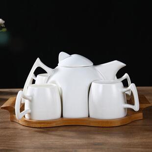 欧式陶瓷创意咖啡杯套装 简约家用下午茶具茶壶杯子套具带托 托盘