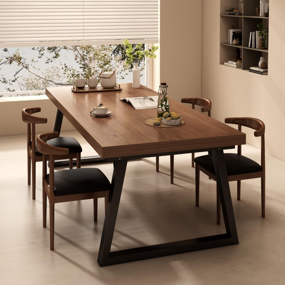 家用餐桌椅组合餐饮商用去客厅化大板桌长方形一桌四椅吃饭桌子