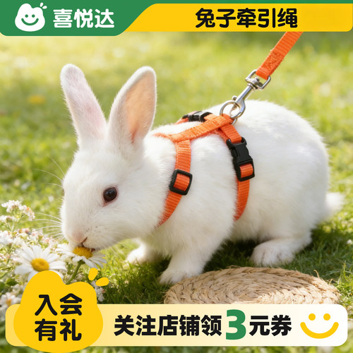 防咬可调节防挣脱兔子专用牵引绳