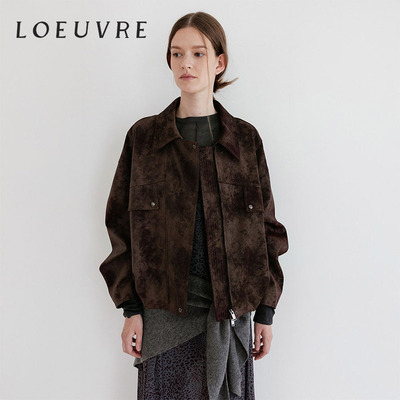 loeuvre哑光质感仿皮革夹克女