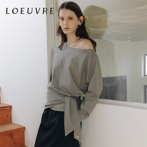 loeuvre法式一字领长袖针织衫