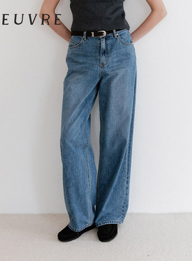 允仔同款loeuvre复古直筒微阔牛仔裤女秋季显瘦全棉裤子SJ5XL259