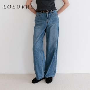 显瘦全棉裤 女秋季 子SJ5XL259 loeuvre复古直筒微阔牛仔裤 允仔同款