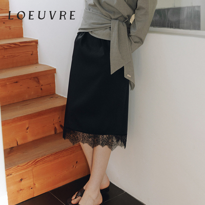 loeuvre老钱风蕾丝拼接半身裙