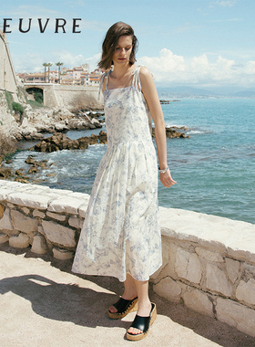 loeuvre25夏新品碎花连衣裙女全棉度假风优雅无袖背心裙SW5MO275