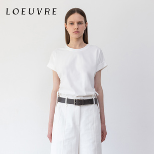 loeuvre25夏新品 上衣SW5ME287 纯棉短袖 T恤女抽绳显瘦休闲百搭半袖