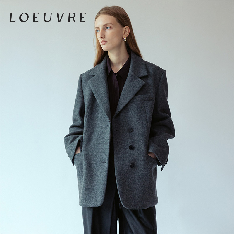 loeuvre羊毛大衣女毛呢西装外套