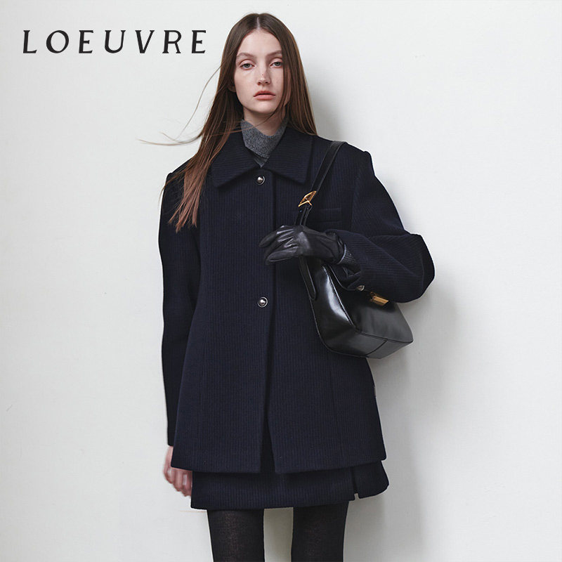 loeuvre全羊毛西装外套毛呢上衣