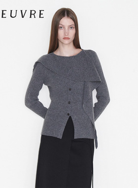 loeuvre郑丽媛同款羊毛针织开衫女不规则披肩上衣25秋冬 SK5XP948