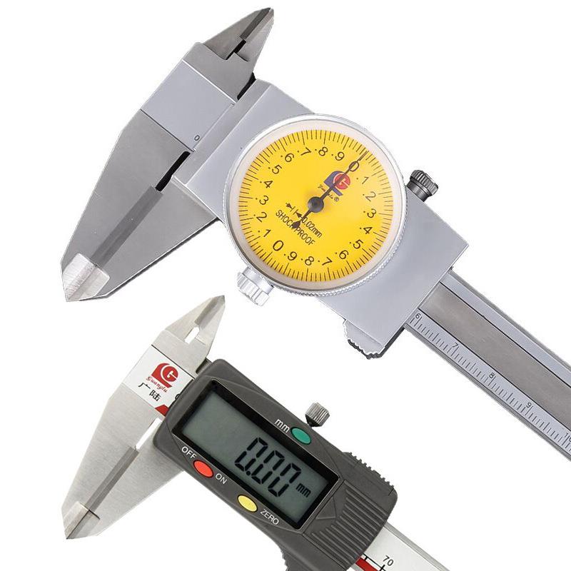 钨钢带表卡尺150 200 300mm加硬爪广陆0.02带表卡尺硬质合金卡尺