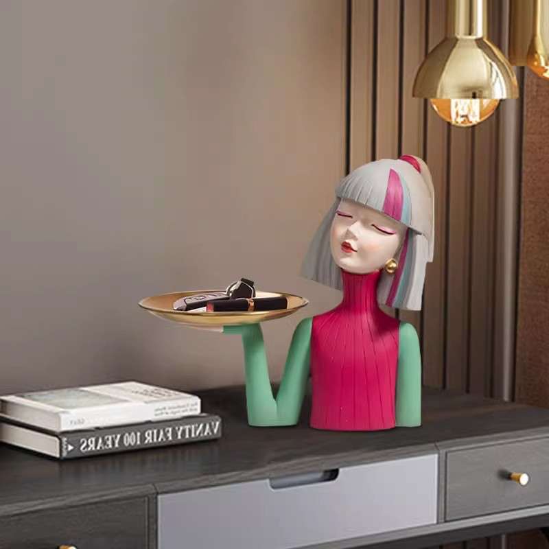 轻奢时尚女孩钥匙桌面收纳托盘客厅电视酒柜卧室房间装饰品摆件
