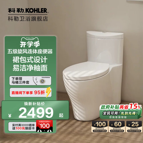 科勒五级旋风马桶坐便器3869T