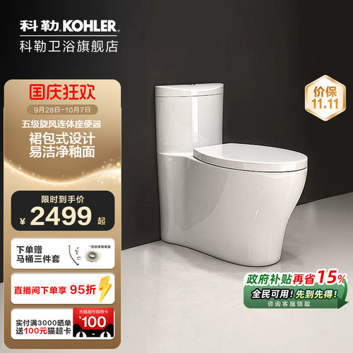 科勒五级旋风马桶坐便器3869