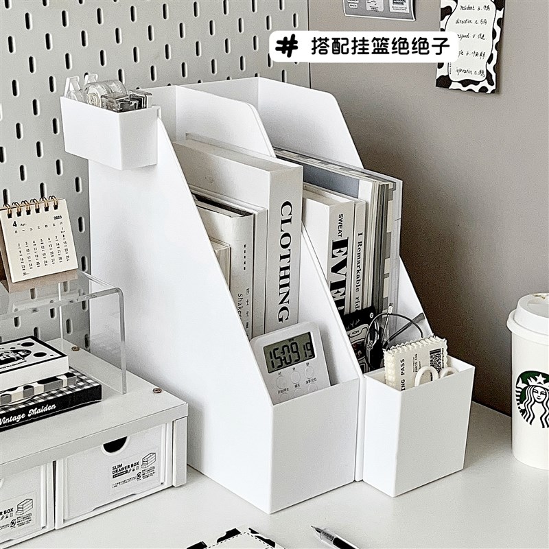 速发桌面文件收纳层架家用资料架学生创意书立架固定塑料书架置物