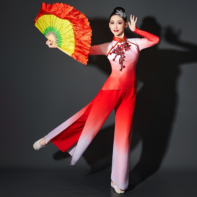 速发秧歌服演出服2024年新款扇子舞套装中老年古典舞梅花赋舞蹈服