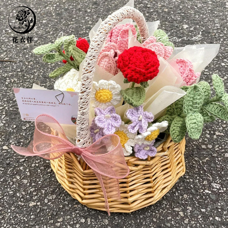 速发新520花边椭圆手提花篮方形柳编草编藤编篮子纯手工编织插花
