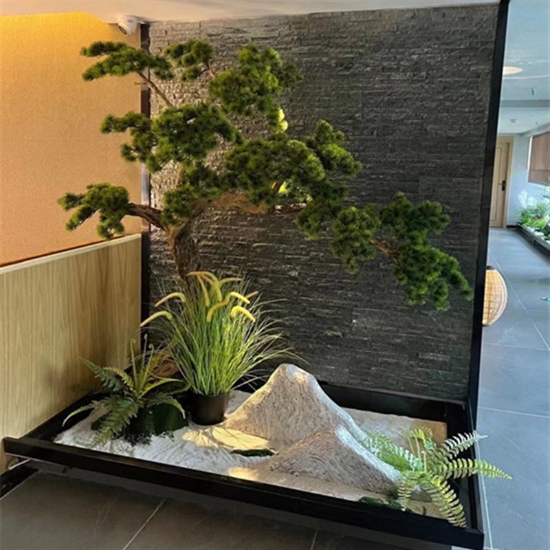 速发松树迎客松罗汉松绿植盆景售楼处会所室内新中式客厅造景摆件