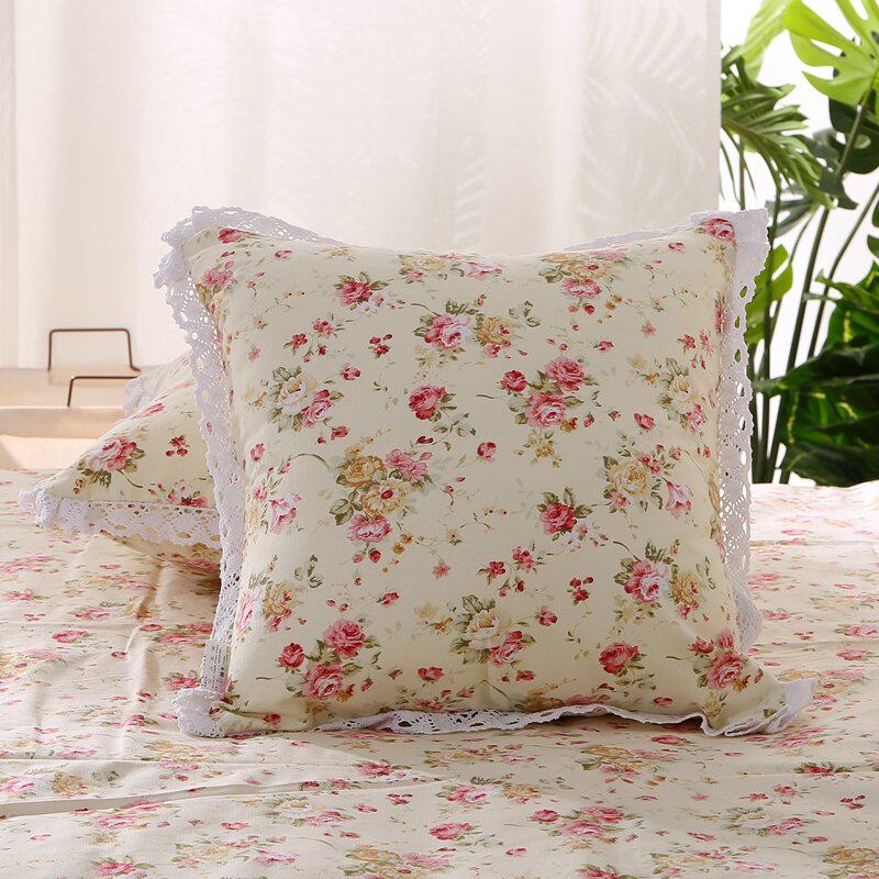 速发布艺纯棉老粗布田园碎花小清新靠垫套 抱枕套可一对装不含芯