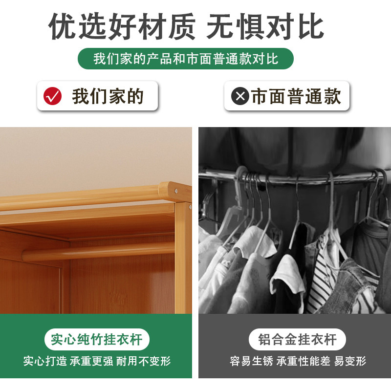 速发木衣柜家用卧室多格多层房用收纳柜简易衣橱布艺挂衣柜防尘