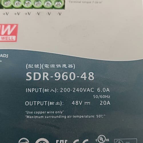 议价明纬SDR-960-48，台湾制造，二手拆机，成色漂亮，功能