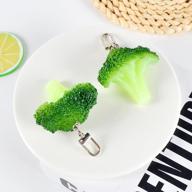 新款可爱仿真蔬菜模型西蓝花钥匙扣挂件个性包包挂饰餐厨道具