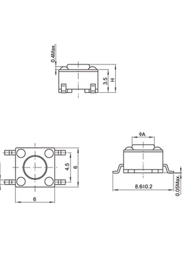 爆轻便开关4脚贴片66414贴片盘装耐高温6x6编带微动四脚按键按品