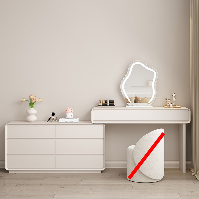 卧室超薄全实木梳妆台斗柜一体化妆桌D30CM化妆台极窄床尾柜奶油
