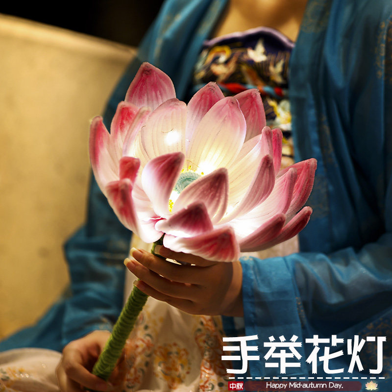 中秋节灯笼2025古风儿童手提diy材料包金鱼兔子元宵节手举荷花灯