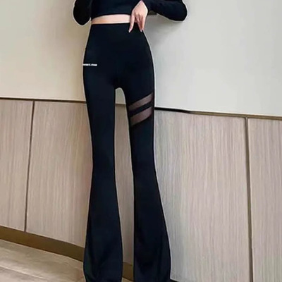 2025夏款女士时尚高腰弹力微喇裤薄款收腹裤提臀显瘦鲨鱼裤喇叭裤