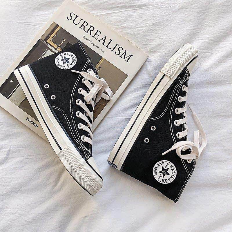 经典新款高帮帆布鞋男透气潮流鞋子男款休闲板鞋2026春季百搭布鞋