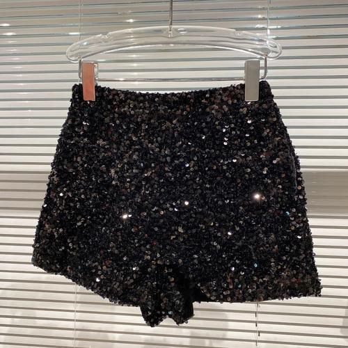 现货Whe Body Sequis Shorts Wo 2021 Autum  Shiy Zipper