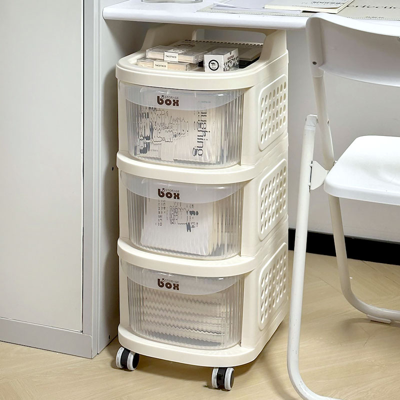 速发层下置物架学生宿舍桌边文具收纳小推车可移动杂物简约多层收