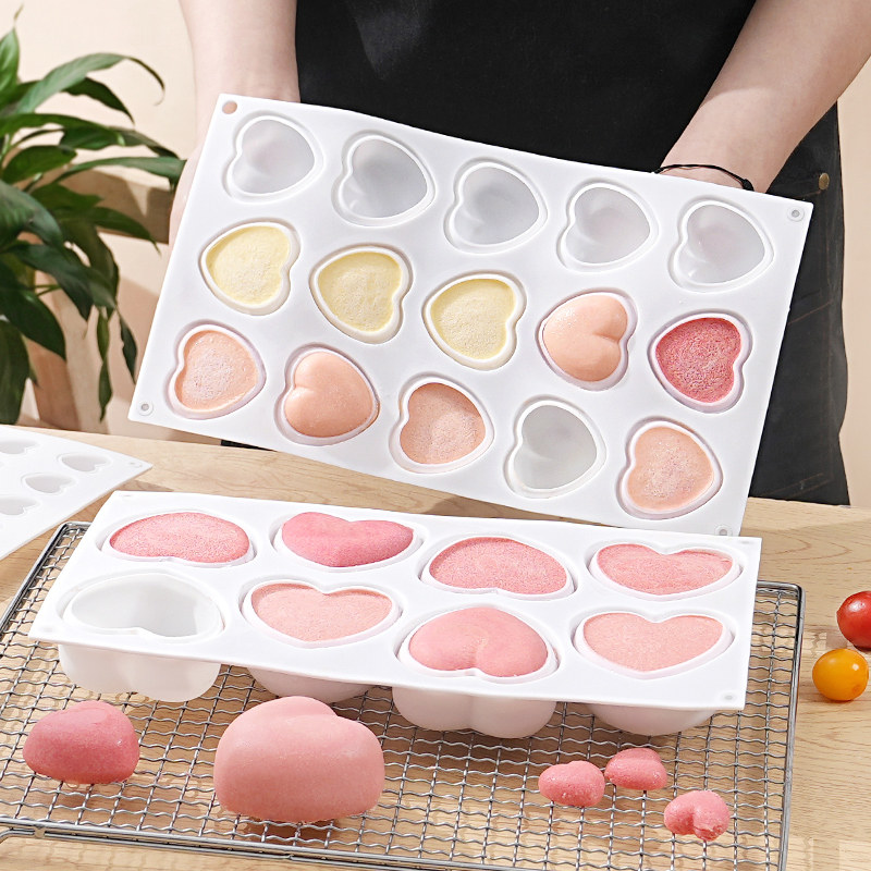 速发爱心形硅胶模具5心手烘巧克力甜品蛋糕15流连馅家用工焙工具