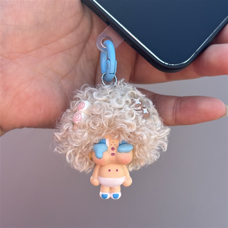 速发泡泡ma特改娃手工手机链可爱卷卷毛挂件扣包挂手机挂件拉链扣