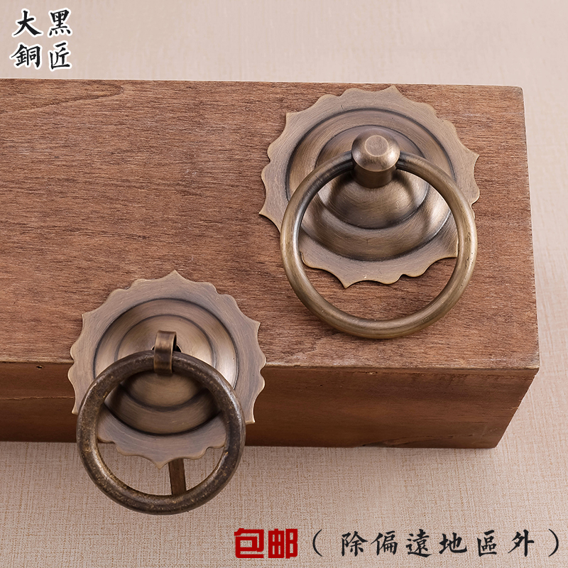 速发仿古纯铜兽头门环玻璃门老式圆环拉环复古对装拉手门钹装饰铜